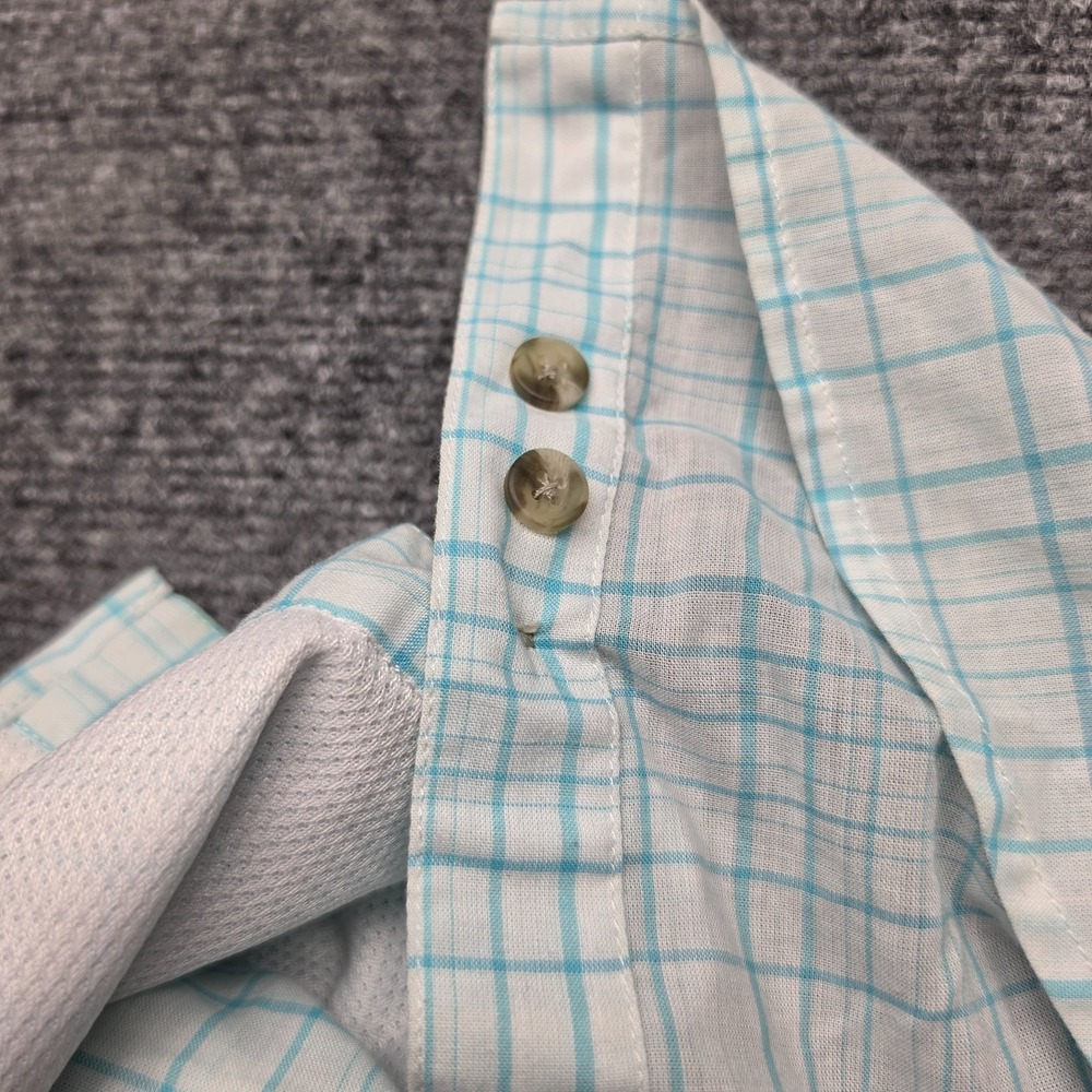 Columbia Titanium Womens M Shirt Plaid Short Sleeve Hiking Top Aqua Grid Checked - Picture 11 of 12
